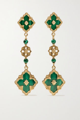 Opera 18 Karat Gold Malachite Earrings
