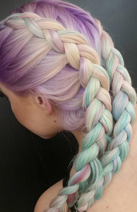 Rainbow Ombre Braided Hair