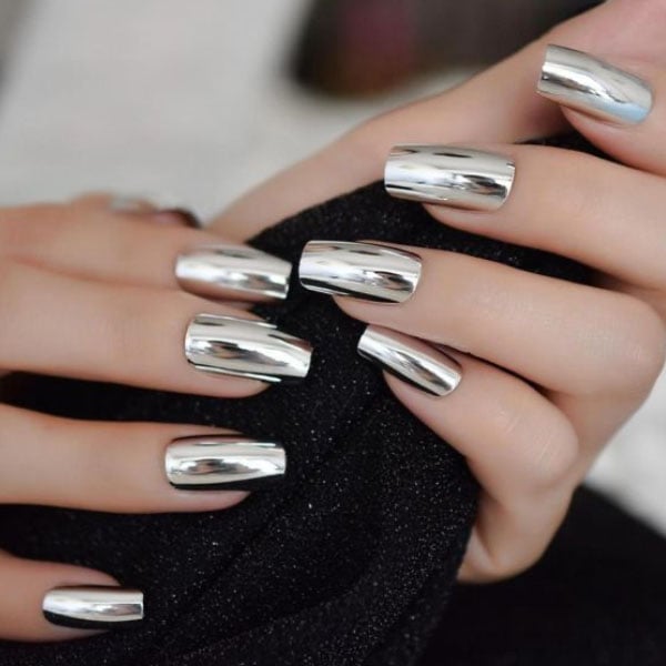 Silver Chrome Nails