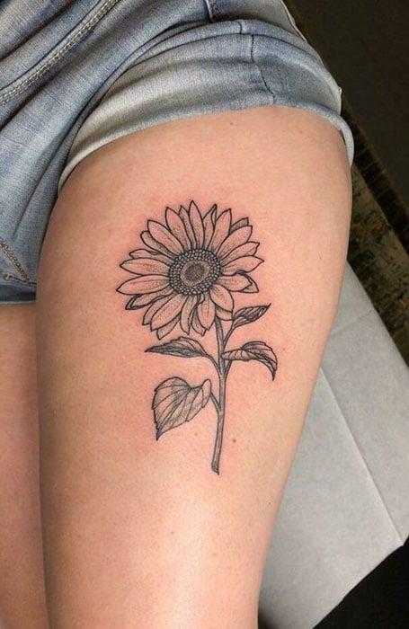 Sunflower Thigh Tattoo 2