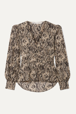 Thea Snake Print Stretch Silk Chiffon Blouse