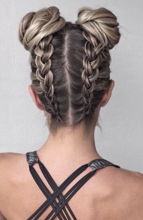 Two Dutch Braids With Buns