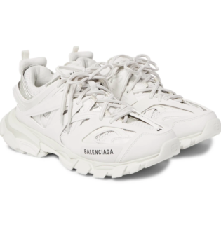 White Track Nylon, Mesh And Rubber Sneakers