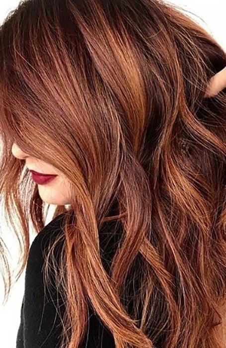 red and blonde highlights in black hair