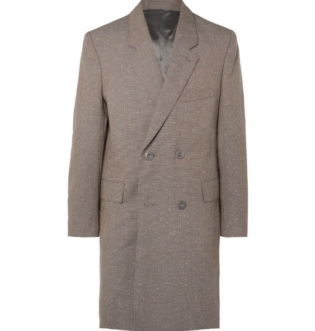 Gray Mélange Virgin Wool Blend Double Breasted Overcoat | Lemaire | Mr Porter