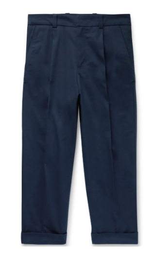 Navy Pierre Cropped Tapered Pleated Stretch Cotton Trousers | Acne Studios | Mr Porter