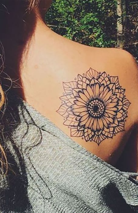 Sunflower Mandala Tattoo