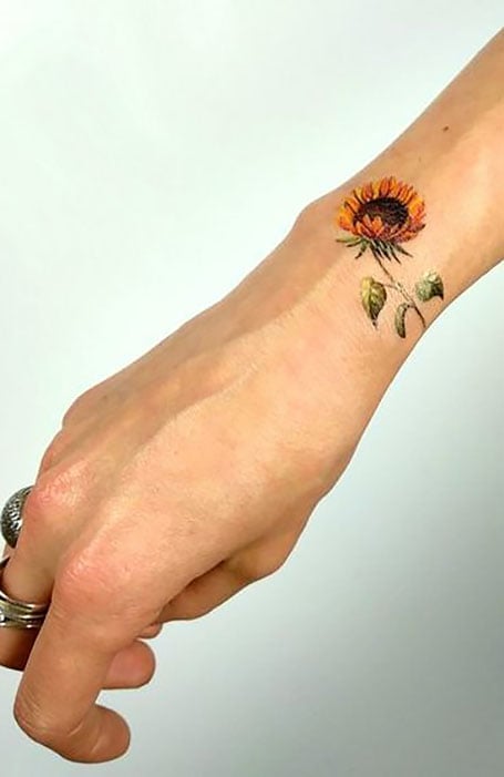 Wrist Sunflower Tattoo