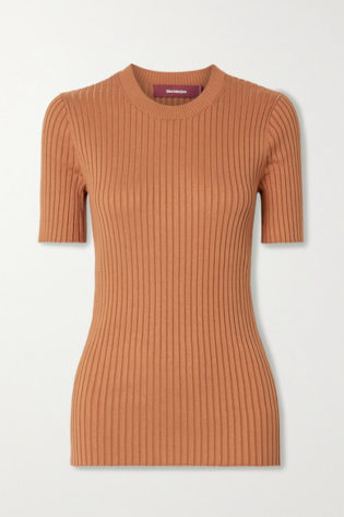Adut Ribbed Stretch Silk T Shirt