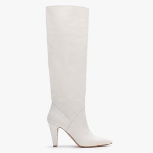 Afforie White Leather Knee Boots