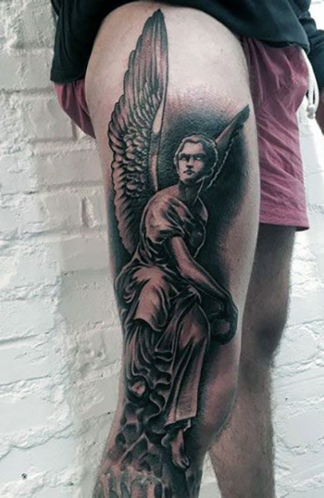 Angel Leg Tattoo