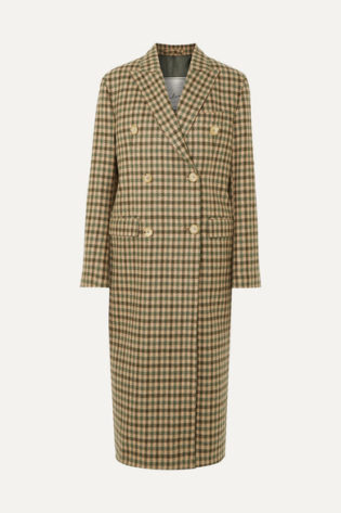 Cindy Double Breasted Checked Merino Wool Coat