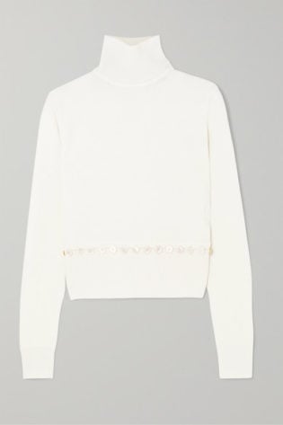 Convertible Button Detailed Wool Turtleneck Sweater