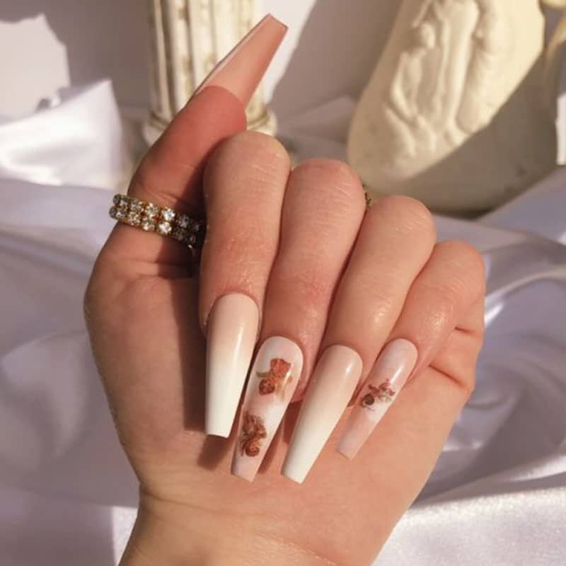 Coffin Shaped Accent Nails
