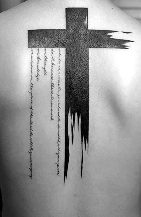 shoulder blade cross tattoos for men