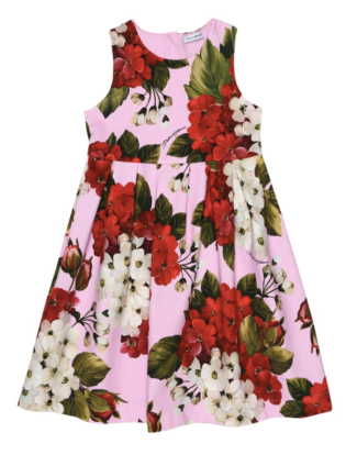Dolce & Gabbana Kids Floral Stretch Cotton Dress