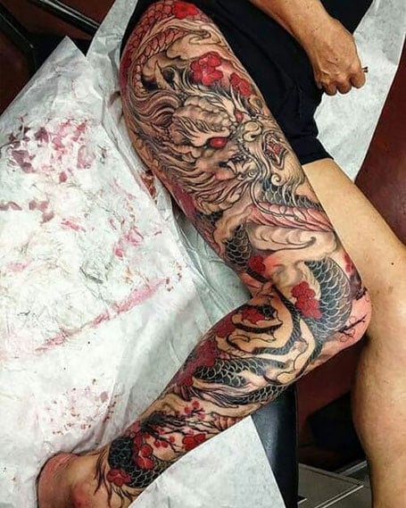 Dragon Leg Tattoo For Men