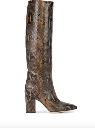 Embossed Snakeskin Print Boots