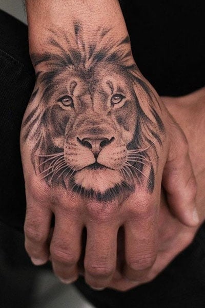 Lion Hand Tattoo Men