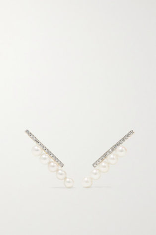 Mateo 14 Karat Gold, Diamond And Pearl Earrings