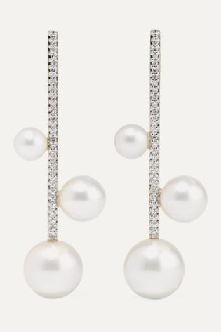 Mateo 14 Karat Gold, Pearl And Diamond Earrings