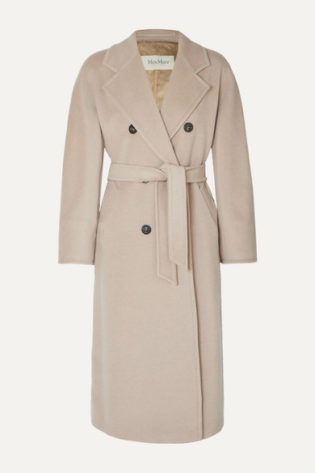 Max Mara Madame Belted Double Breasted Wool And Cashmere Blend Coat