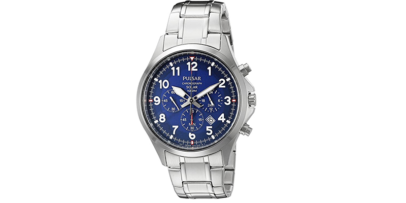 Pulsar Men's Px5037 Solar Chronograph Analog Display Japanese Quartz Silver Watch