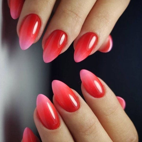Red Pink Ombre Nails