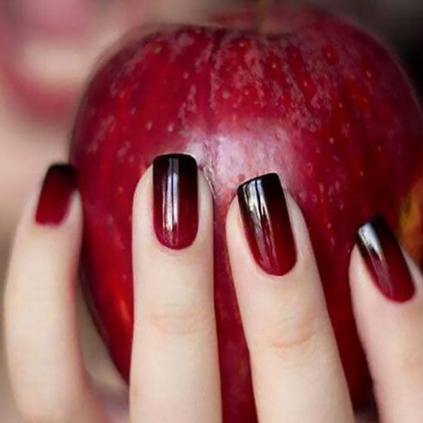 Red And Maroon Ombre Nails