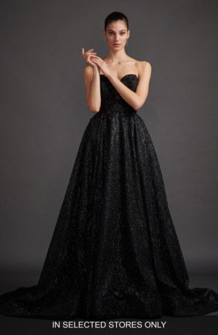 Veronica Shimmer Strapless Evening Dress