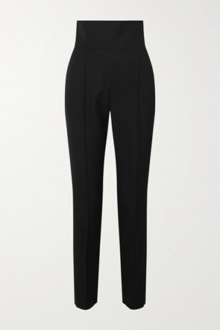 Wool Blend Gabardine Slim Leg Pants