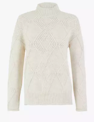 Argyle Cable Knit Turtle Neck Jumper