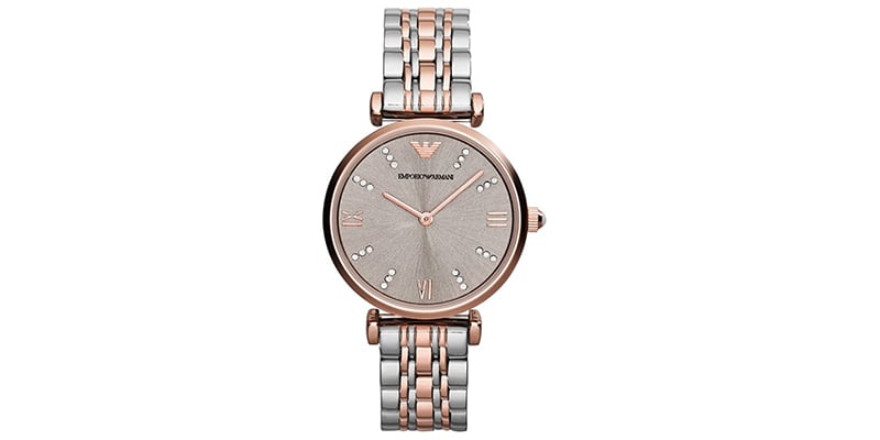 Emporio Armani Ar1840 Ladies Gianni T Bar Steel And Rose Gold Watch