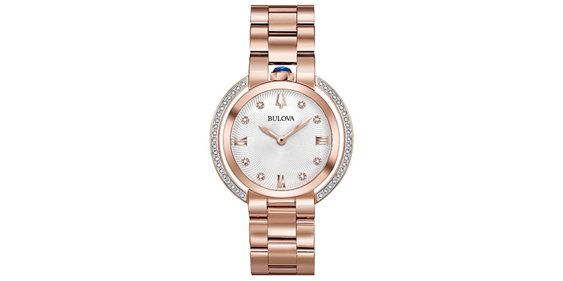 Ladies' Bulova Rubaiyat Diamond Rose Gold Tone Stainless Steel Watch 98r248