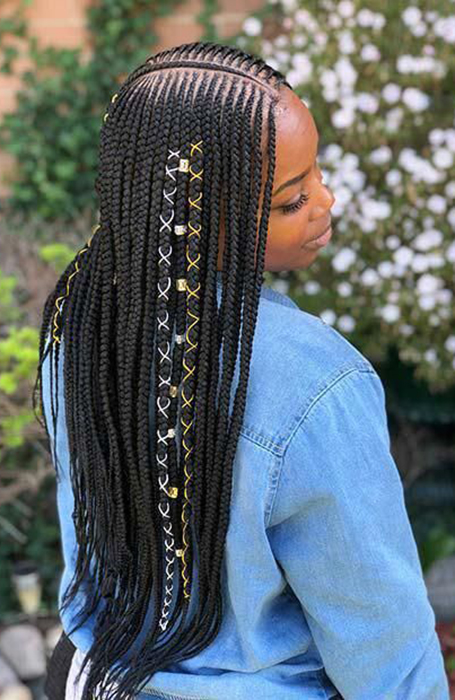 Tribal Feed In Braids With Cords