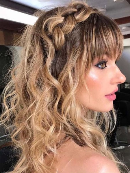 14. Soft Bangs With A Side Braid