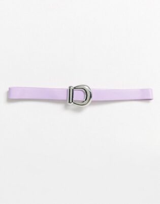 Asos Design Choker Necklace With Buckle In Lilac Faux Leather