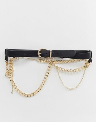 Asos Design Jeans Multi Chain Waist And Hip Belt
