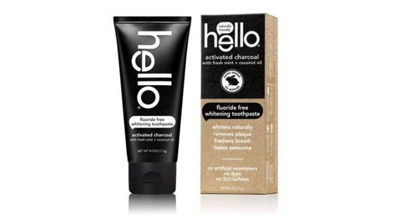 Hello Activated Charcoal Fluoride Free Whitening Toothpaste, Vegan & Sls Free