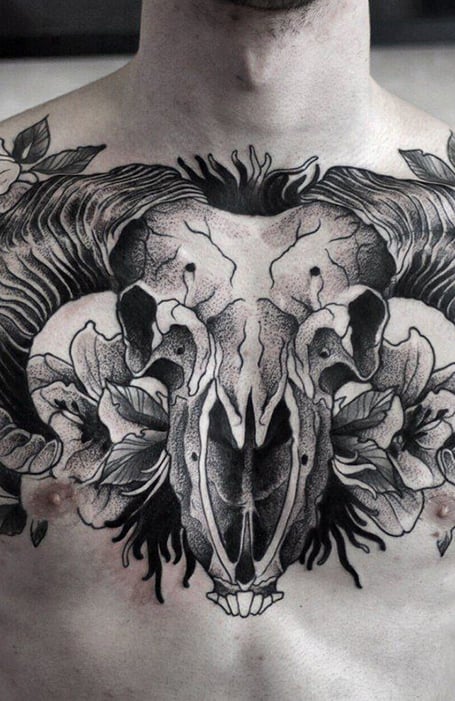 22 Unique Skull On Chest Tattoo  Best Skull Tattoos  Psycho Tats