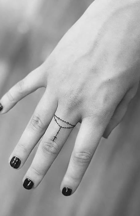 Rosary Finger Tattoo