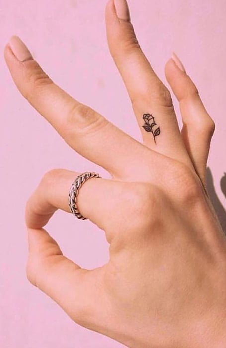 Rose Finger Tattoo