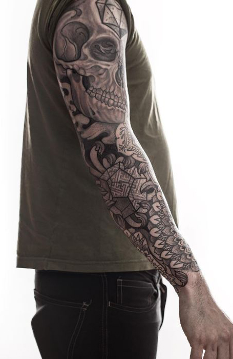 50 Skull Sleeve Tattoos For Men  Masculine Design Ideas