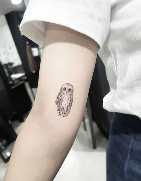 Small Owl Tattoo Women