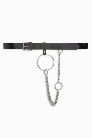 Topshop Vinyl Chain Belt In Black