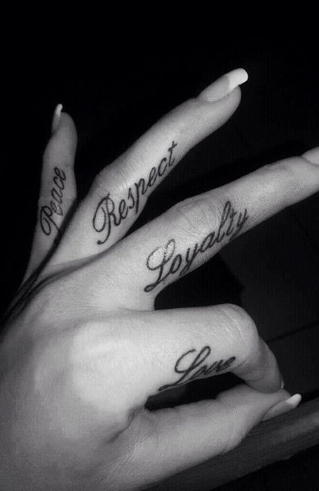 Wedding Letters on the Fingers Tattoo Idea