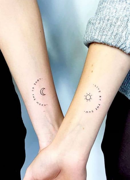 Small Sun And Moon Tattoo