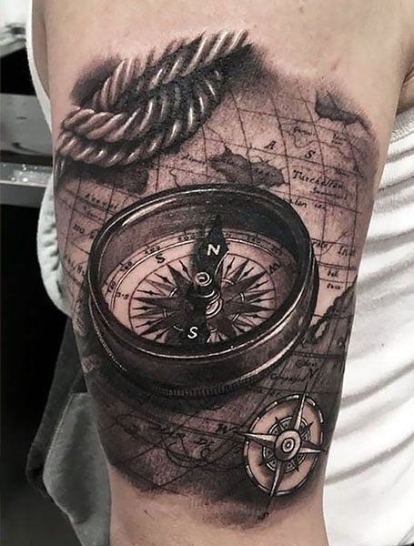 Mann tattoo kompass unterarm Kompass Tattoo