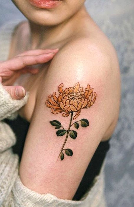 Minimalist Chrysanthemum Tattoo Idea  BlackInk