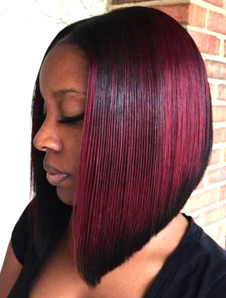 Burgundy Asymmetric Bob